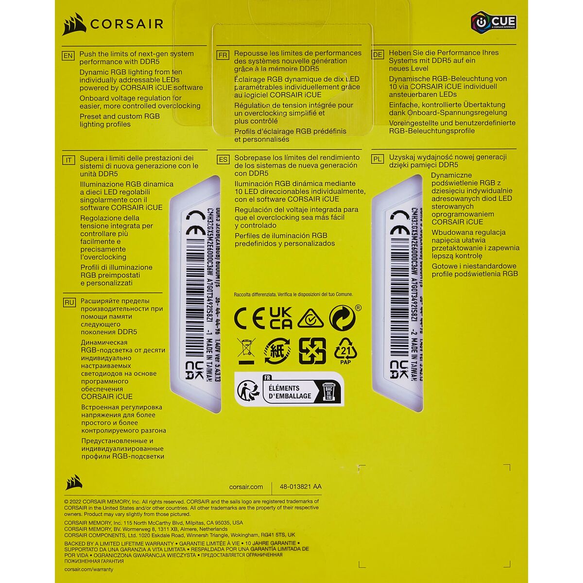 RAM Memory Corsair 32 GB DDR5 SDRAM DDR5 6000 MHz