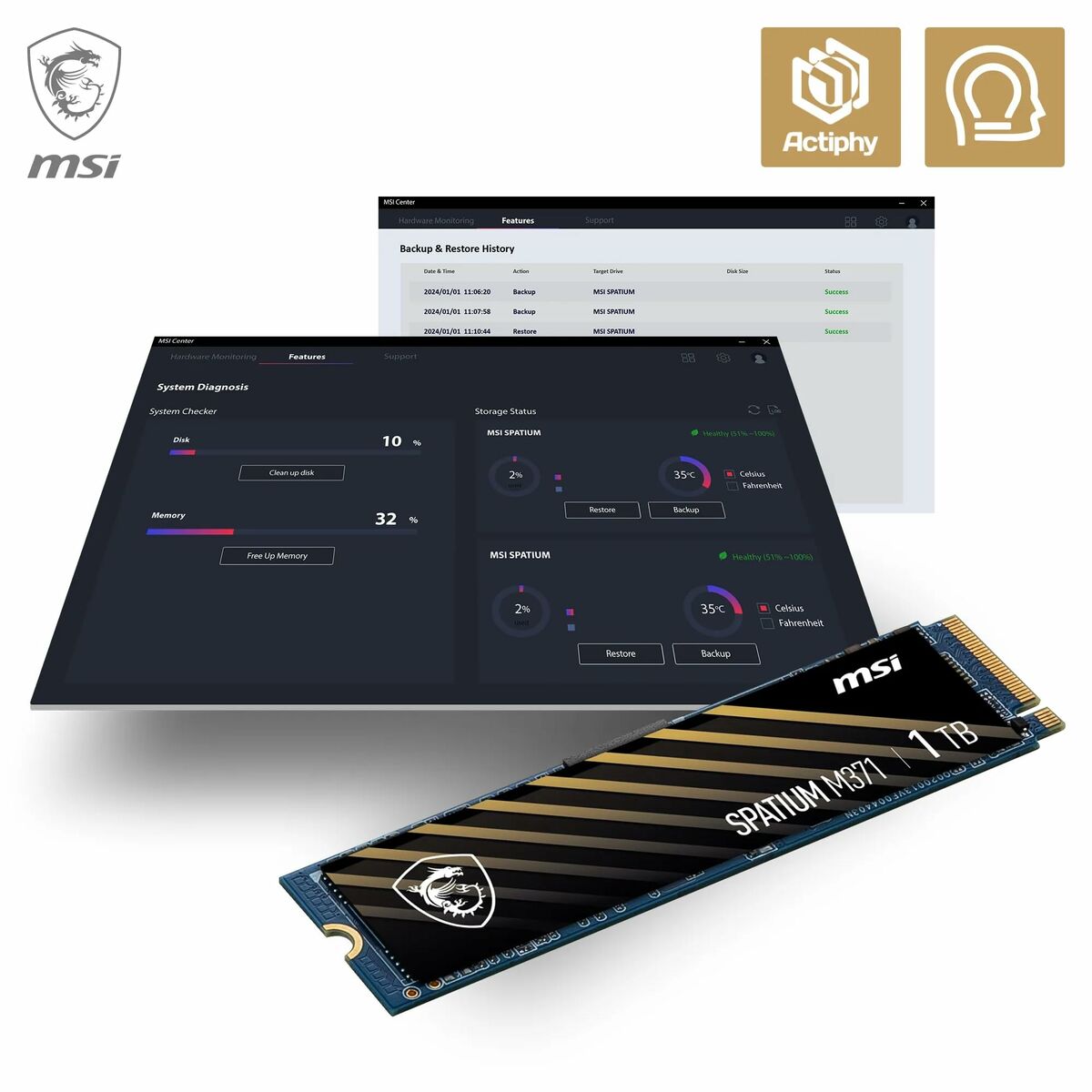 Hard Drive MSI SPATIUM M371 1 TB SSD
