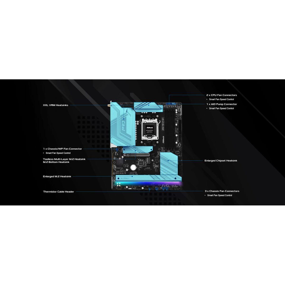 Motherboard ASRock B850 Pro RS WiFi AMD B850 LGA 1151 AMD AM5