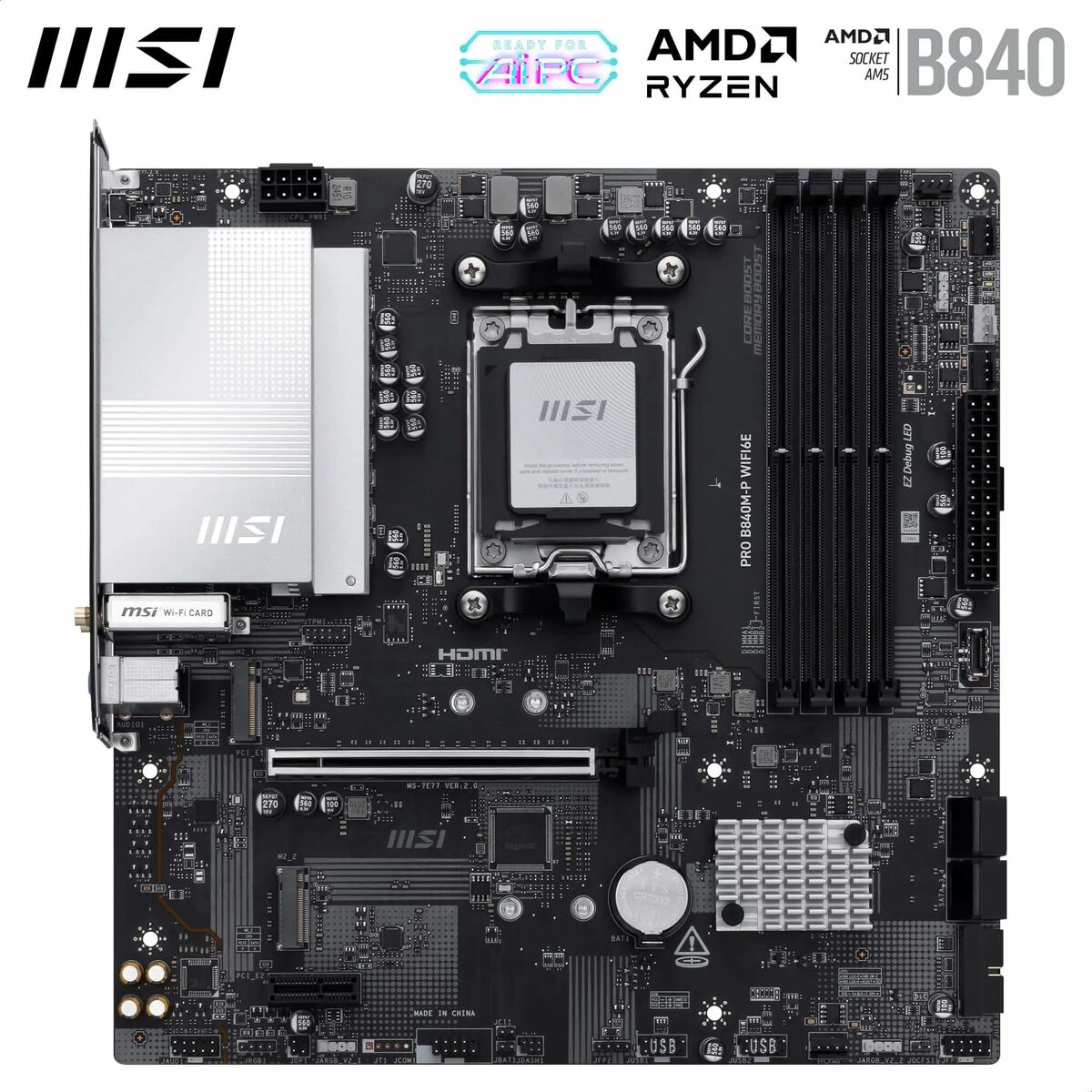 Motherboard MSI PRO B840M-P WIFI6E AMD AM5 AMD