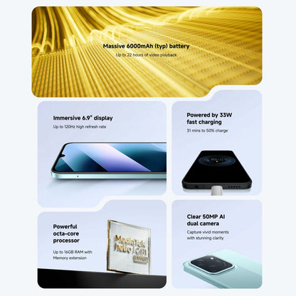 Smartphone Poco C85 6,9" Octa Core 6 GB RAM 128 GB Green