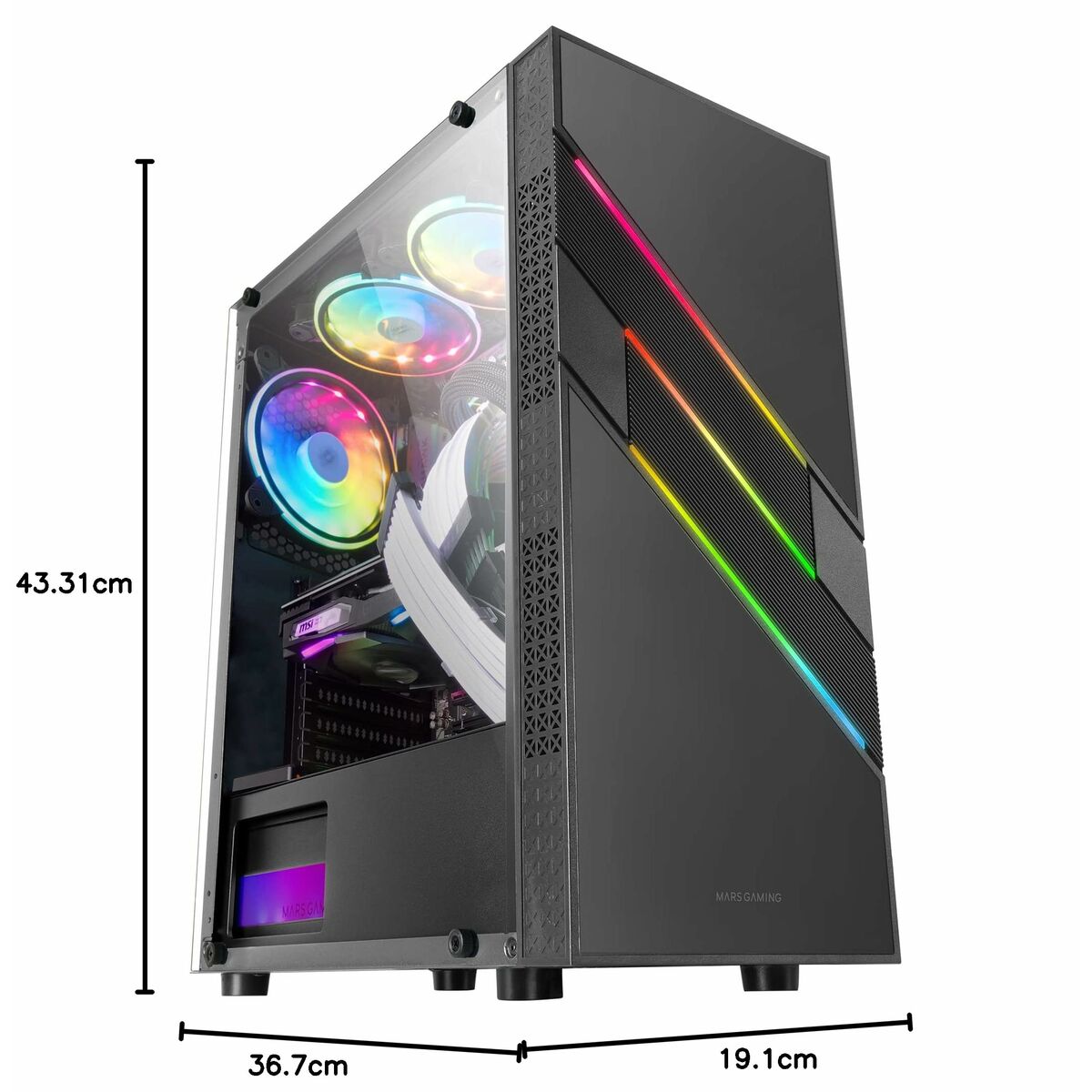 ATX Semi-tower Box Mars Gaming MCU3 Black ARGB