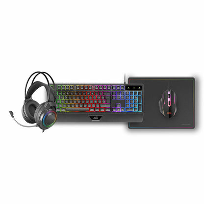 Keyboard and Mouse Mars Gaming MCP124PROES Black Multicolour Spanish Qwerty